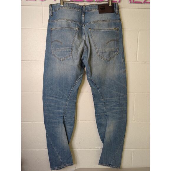G Star Arc raw 3d relaxed tapered sz31x32 mens jean distressed light wash - Picture 3 of 5